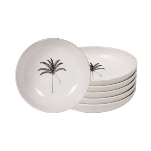 Non Communiqué Gris Assiette Creuse Palm 21 Cm (Lot De 6) - Table Passion - Grès