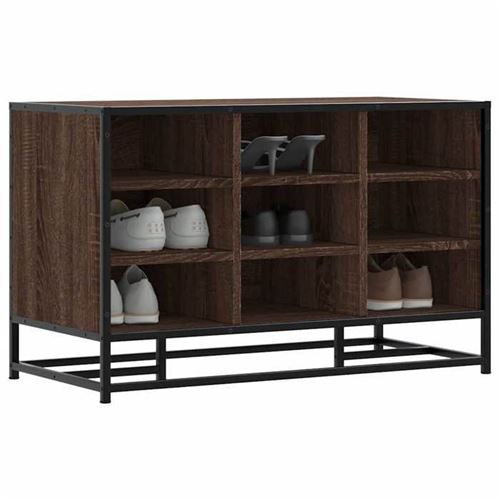 Vidaxl Marron Banc À Chaussures Chêne Bois D'ingénierie Et Métal, Banc, Banquette De Couloir, Siège De Couloir, Banc De 849233 - Image 3