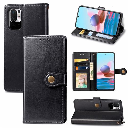 MPFRANCE Housse pour Xiaomi Redmi Note 10T 5G Noir [Porte Carte, etui portefeuille, boucle]