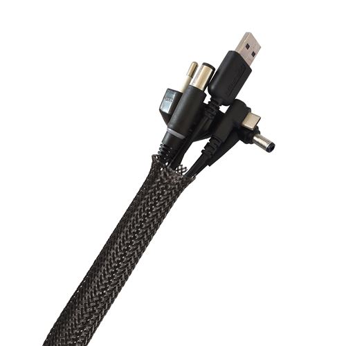 Romon 3M Manchon de Cache Câble, 13-22mm Réglable Gaine Câble Tressée,  Extensible Gaine Range Cable Informatique, Protection du Cache Câbles pour