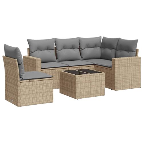 VIDAXL - Salon de jardin - Résine tressée - 6 pièces - Beige - Image 2