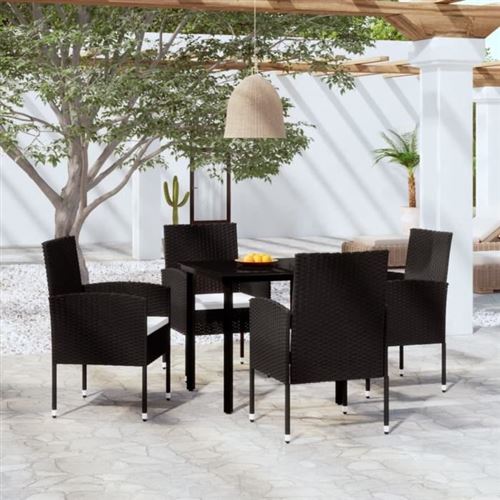 VIDAXL - Ensemble de salle à manger de jardin - 5 pièces - Noir - Image 3