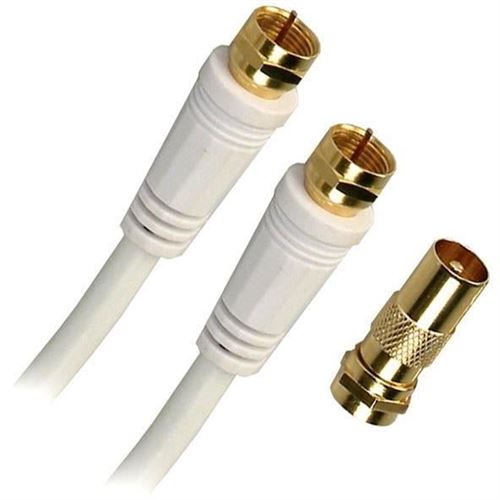 Non Communiqué Blanc Apm - Câble Rf - Connecteur F Mâle Pour Connecteur F Mâle - 5 M - Coaxial