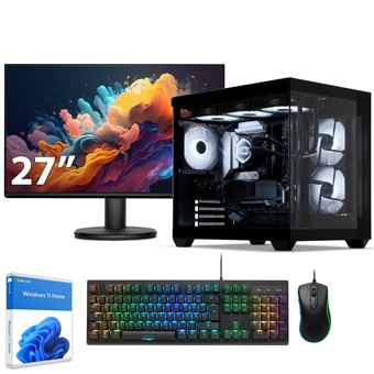 Sedatech Pack PC Gamer Advanced Watercooling Aquarium • AMD Ryzen 9 9900X • RTX5060 • 32Go DDR5 • 2To SSD M.2 • Windows 11 • Moniteur 27'' - 1
