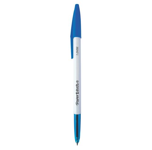 Stylo-bille &agrave; capuchon Papermate pointe moyenne - 1 mm - encre bleue