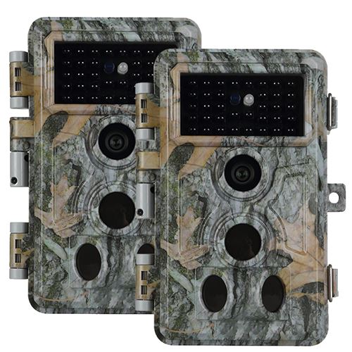 2 Pièces Caméra de Chasse 48MP 1296P avec Vision Nocturne 120° Grand Angle, 0,1sec Vitesse de Détection IP66 Étanche pour Observation de la Faune