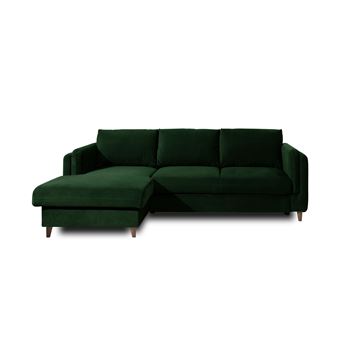 Brooke - canapé d'angle convertible - avec coffre - 4 places - style contemporain - gauche - Vert - 1