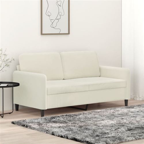 Vidaxl Canapé À 2 Places Crème 140 Cm Velours - Image 2