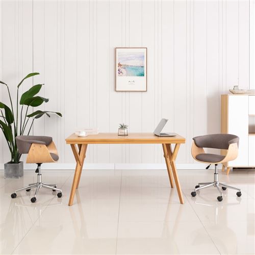 vidaXL Chaise pivotante de salle à manger Taupe Bois courbé et tissu