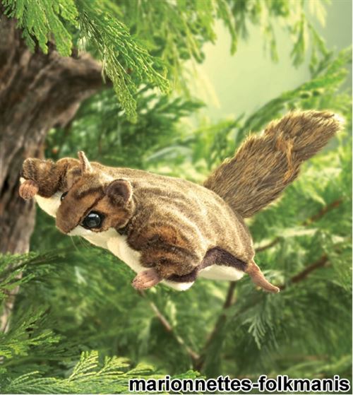 Peluche marionnette écureuil volant 38 cm de la marque Folkmanis