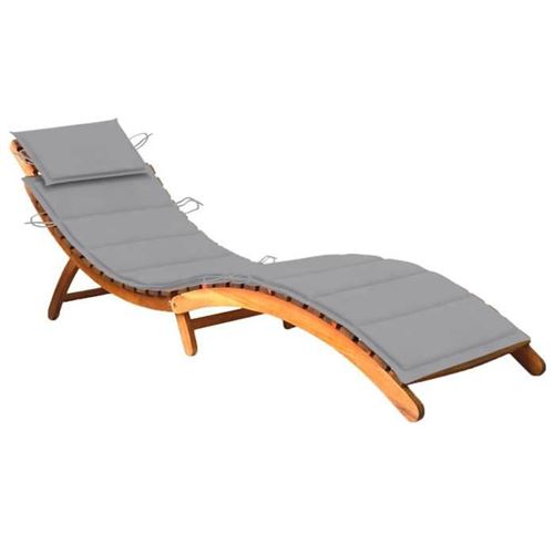Chaise longue vidaxl H. 64 cm L. 55 cm en acacia gris non empilable non pliable