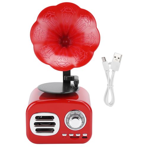 Enceinte Bluetooth vintage de phonographe Rouge