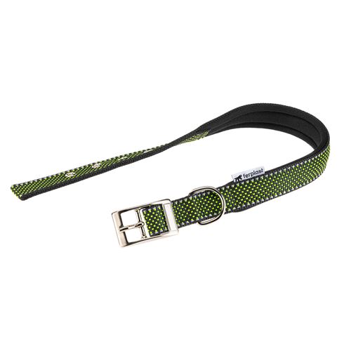 Comparer les prix de Ferplast Collier pour Chiens Réfléchissant Rembourré DAYTONA DELUXE C25/53, Réglable, Boucle en Métal, Noir-Vert Vert