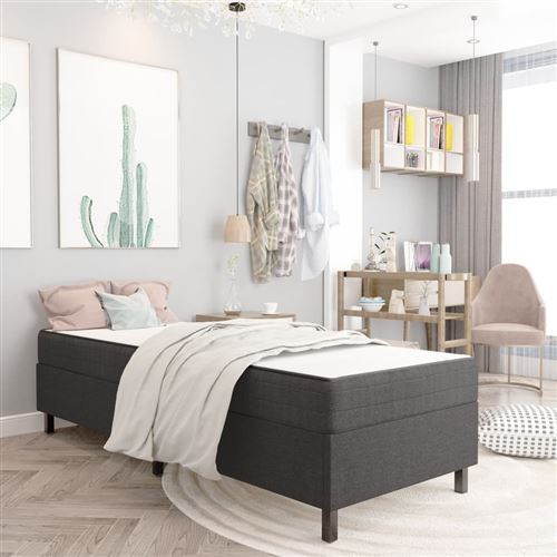 vidaXL Sommier tapissier Gris Tissu 100 x 200 cm