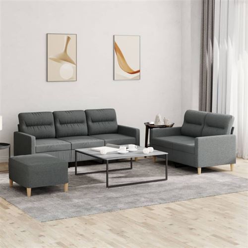 Non Communiqué Gris Foncé Ensemble De Canapés 3 Pcs Avec Coussins Tissu