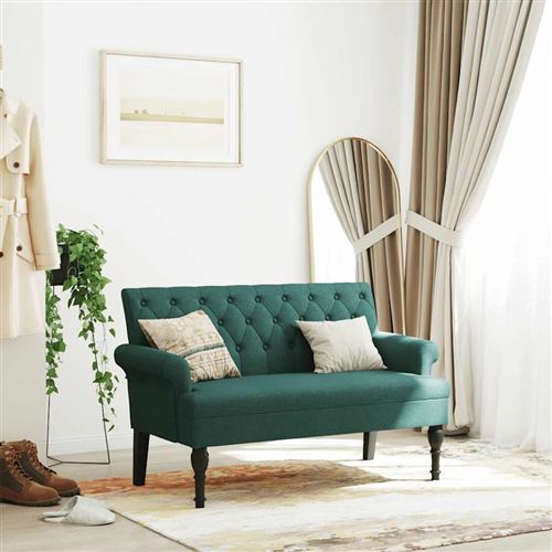 vidaXL Banc avec dossier vert foncé 120x62x75,5 cm tissu