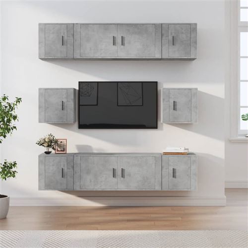vidaXL - Ensemble de Meubles TV - 8 pièces - Gris Béton - Image 3