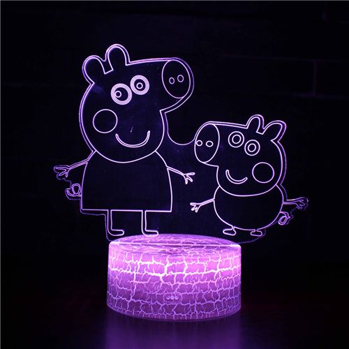 Lampe 3D Tactile Veilleuses Enfant MY605 Peppa Pig 16 Couleurs avec Telecommande