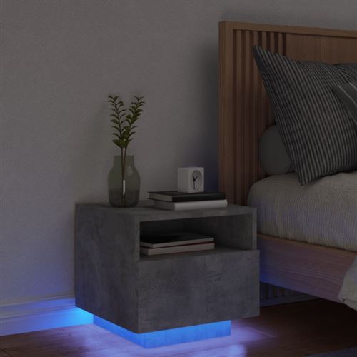 Non Communiqué Gris Table De Chevet Avec Lumières Led Béton 40X39x37 Cm