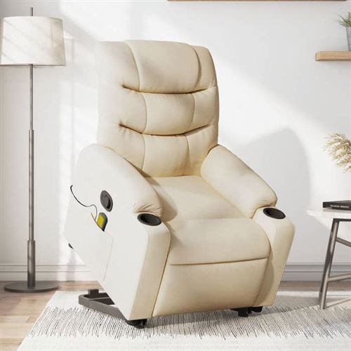 vidaXL - Fauteuil de relaxation - Fauteuil de massage - Crème - Image 2