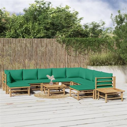 Non Communiqué Vert Salon De Jardin Modulable Vidaxl Bambou 7 Pieces 10 Personnes