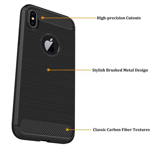 Noir VIVK Coque iphone X Silicone TPU Souple Bumper Case Cover de Protection Non Slip Surface Housse Etui Anti-Choc et Anti-Rayures 5.8 Pouces Texture Fibre de Carbone Coque iPhone XS, 