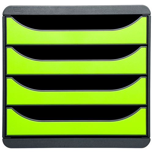 exacompta exacompta module de classement big-box, 4 tiroirs, vert noir