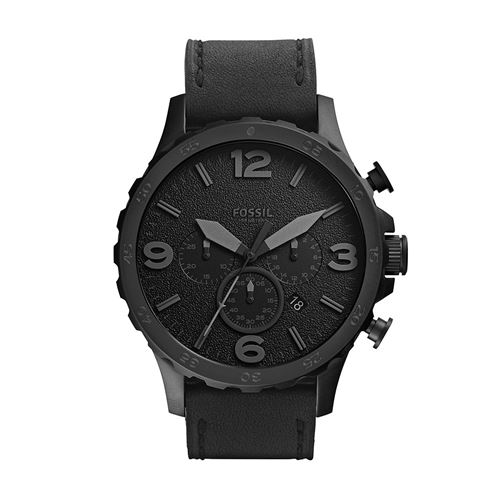 Montre Fossil Nate Chronograph En Acier Inoxydable Noir pour Homme, Jr1354