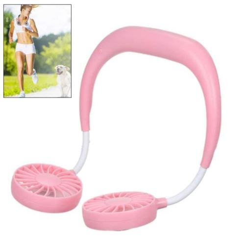 Vshop®Ventilateur Portable, Usb, Portable Nuque Rechargeable, Encolure, Refroidisseur D'Air À Double Tête Àvent 3 Vitesses (Rose)