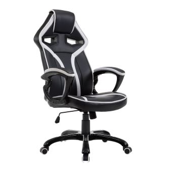 Chaise Fauteuil De Bureau Gaming Racing A Bascule Pivotant Confortable Accoudoirs Rembourres Noir Et Blanc Achat Prix Fnac