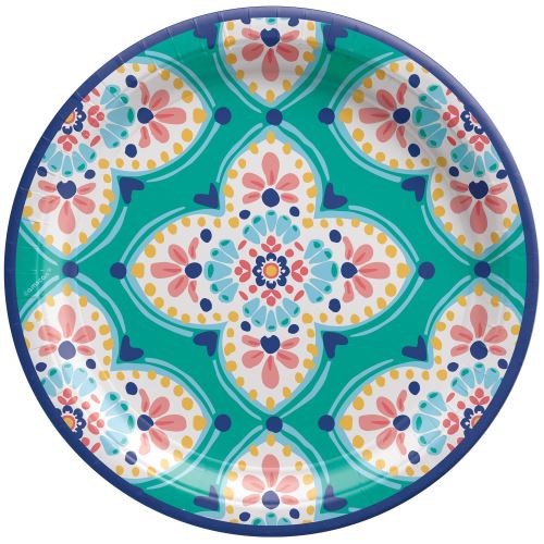 Amscan carton de fête boho 27 cm carton bleu/rouge 8 pièces