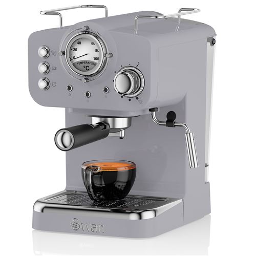 Swan Retro SK22110GRN - Machine à café avec buse vapeur Cappuccino - 15 bar - gris