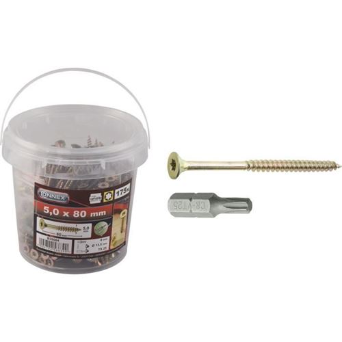 Connex Vis Universelles - 5,0X80mm - Galvanisées - Seau De 175Pcs - Torx - Image 3