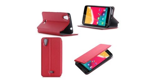 Wiko Rainbow Jam rouge luxe Cuir stand