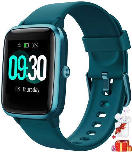 Montre Connectée Intelligente Homme Femme Ecran Bracelet Connecté Tracker d’activité Podomètre pour iPhone Samsung Huawei-Vert