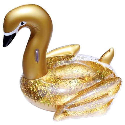 Jet Lag - Cygne gonflable à paillettes dorées 122 cm