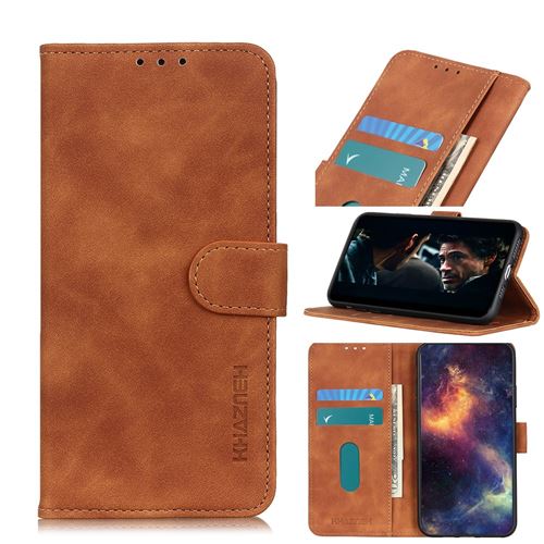 Etui en PU rétro marron pour votre Xiaomi Redmi 10X 5G/10X Pro 5G