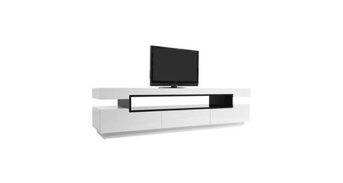Meuble tv design laqué blanc brillant livo