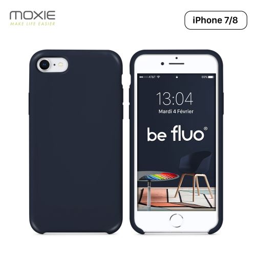 Coque iPhone 7/8 Moxie BeFluo® Coque Silicone Liquide Fine et Légère, Anti-chocs et Anti-rayures - Bleu Foncé