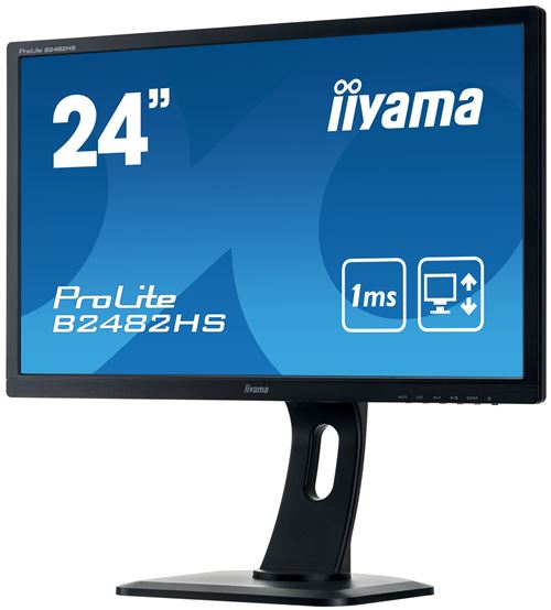iiyama ProLite B2482HS-B1 - LED-monitor - 24 (24 zichtbaar) - 1920 x 1080 Full HD (1080p) - TN - 250 cd/m² - 1000:1 - 1 ms - HDMI, DVI, VGA - luidsprekers - zwart