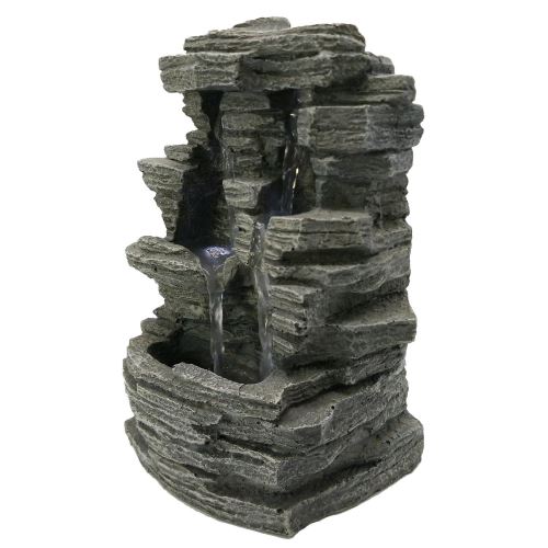 Fontaine d'intérieur rocher nature shiru kenda - gris