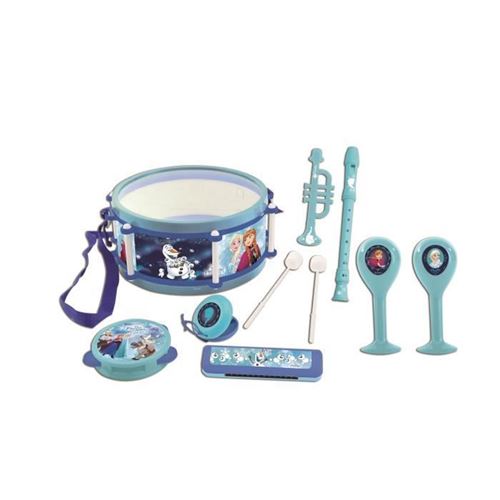 LEXIBOOK - LA REINE DES NEIGES - Lot de 7 Instruments de musique Enfant - Tambourin - Maracas - Castagnette - Harmonica - Flute