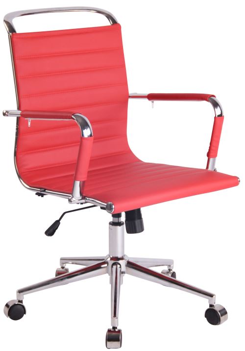 Chaise de Bureau Barton en Similicuir avec Design moderne et épuré - Couleur Rouge