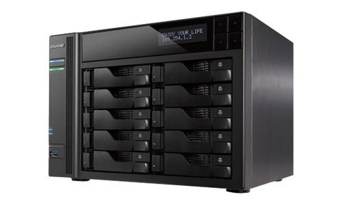 Asustor AS7010T Boîtier NAS pour 10 x 2.5 / disques durs 3.5 SATA, Intel Dual Core i3 3.5 GHz, 2 Go de RAM, HDMI 1.4a, Gblan, USB 3.0 / eSATA, UHD , 4K , noir