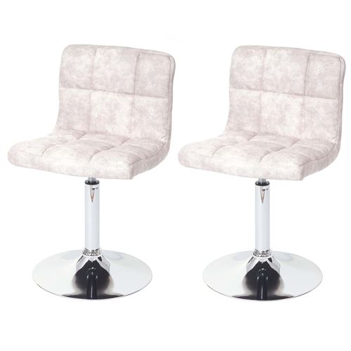 2x chaise de salle à manger MENDLER Kavala imitation daim chromé vintage gris clair