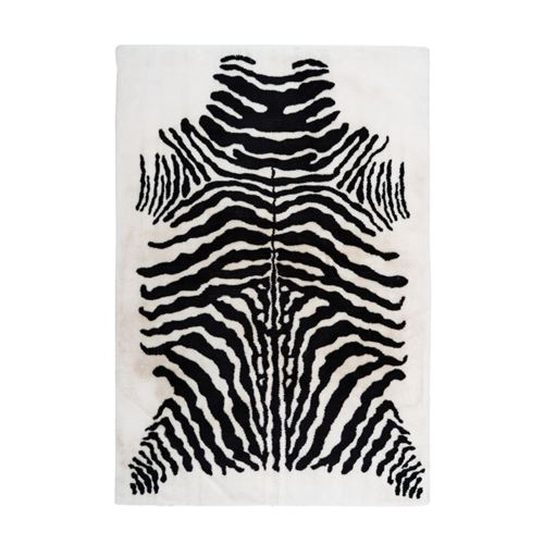 Paris Prix Gris Tapis Imprimé Animal "Rabbit" Noir & Blanc 120 X 160 Cm