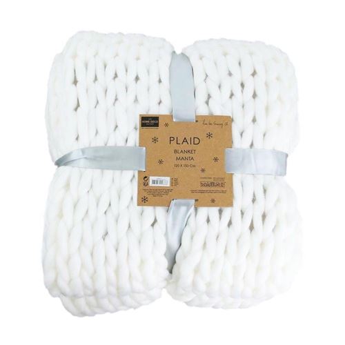 The Home Deco Factory - Plaid grosses mailles Chunky 120 x 150 cm Blanc