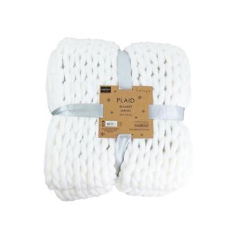 Plaid grosses mailles Chunky 120 x 150 cm blanc - 1
