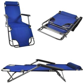 Transat Chaise Longue Jardin Plage 3 Positions Bleu Marine Mobilier De Jardin Achat Prix Fnac