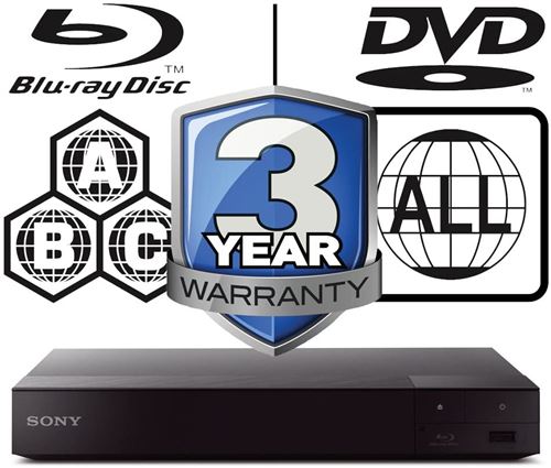 Sony BDPS6700 Region free multi region Lecteur DVD Blu-Ray Wi-FI Noir 4k upscaling Region A, B, C DVD: 0-8
